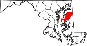 Map Of Maryland Highlighting Queen Annes County