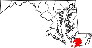 Map Of Maryland Highlighting Somerset County