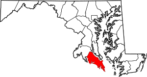 Map Of Maryland Highlighting Saint Marys County