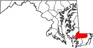 Map Of Maryland Highlighting Wicomico County