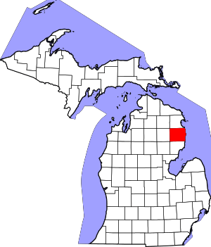 Map Of Michigan Highlighting Alcona County