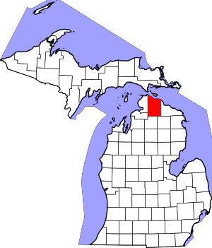 Map Of Michigan Highlighting Cheboygan County