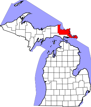 Map Of Michigan Highlighting Chippewa County