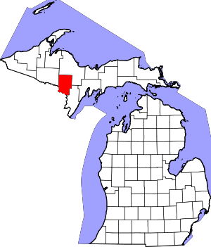 Map Of Michigan Highlighting Dickinson County