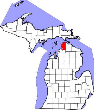 Map Of Michigan Highlighting Emmet County