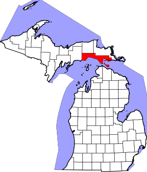 Map Of Michigan Highlighting Mackinac County