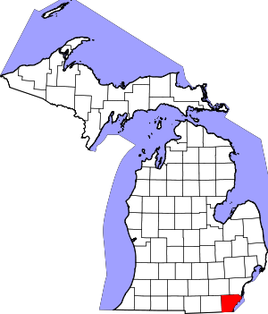 Map Of Michigan Highlighting Monroe County