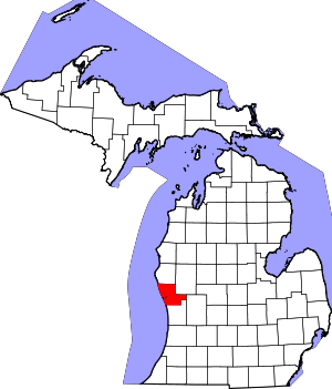 Map Of Michigan Highlighting Muskegon County