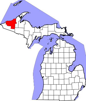 Map Of Michigan Highlighting Ontonagon County