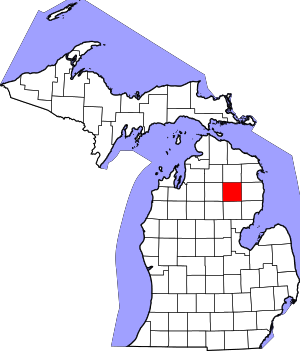 Map Of Michigan Highlighting Oscoda County