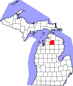 Map Of Michigan Highlighting Otsego County