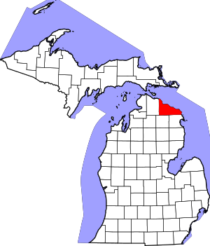 Map Of Michigan Highlighting Presque Isle County