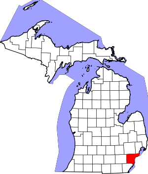 Map Of Michigan Highlighting Wayne County