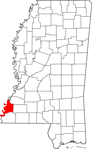 Map Of Mississippi Highlighting Adams County