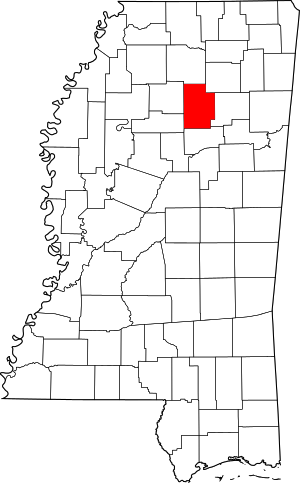 Map Of Mississippi Highlighting Calhoun County