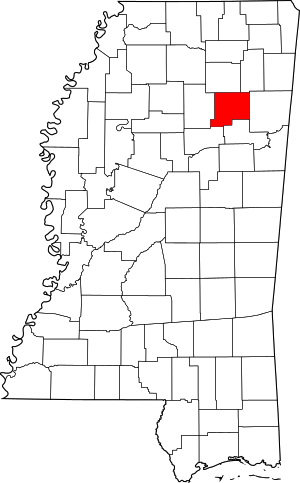 Map Of Mississippi Highlighting Chickasaw County