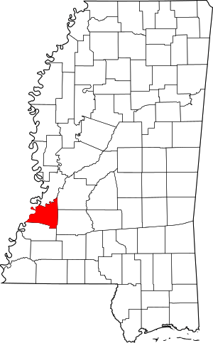 Map Of Mississippi Highlighting Claiborne County