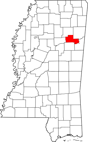 Map Of Mississippi Highlighting Clay County