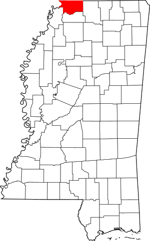 Map Of Mississippi Highlighting Desoto County