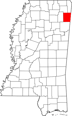 Map Of Mississippi Highlighting Itawamba County