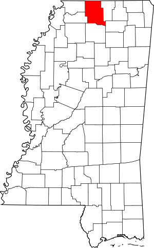 Map Of Mississippi Highlighting Marshall County