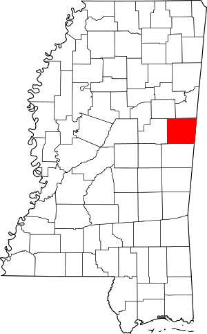 Map Of Mississippi Highlighting Noxubee County