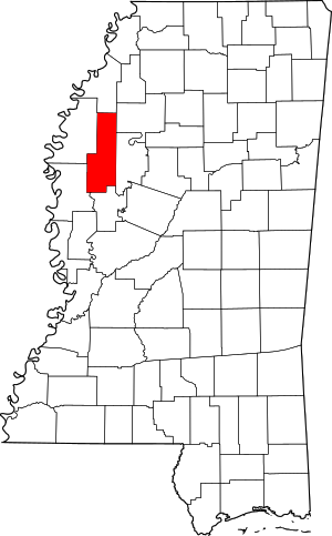 Map Of Mississippi Highlighting Sunflower County