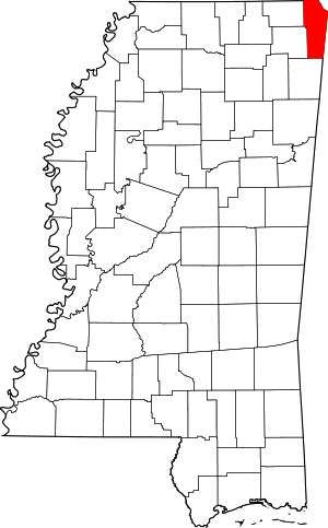 Map Of Mississippi Highlighting Tishomingo County