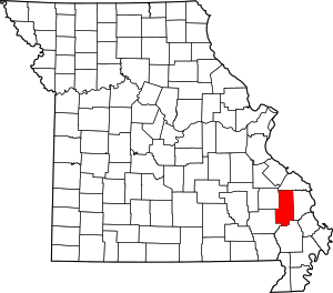 Map Of Missouri Highlighting Bollinger County