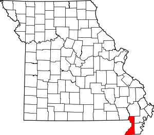 Map Of Missouri Highlighting Dunklin County