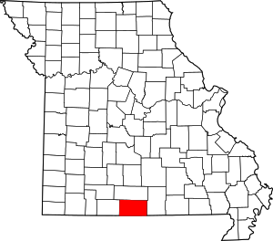 Map Of Missouri Highlighting Ozark County