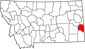 Map Of Montana Highlighting Fallon County