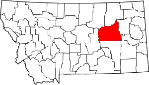 Map Of Montana Highlighting Garfield County