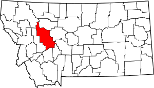 Map Of Montana Highlighting Lewis And Clark County