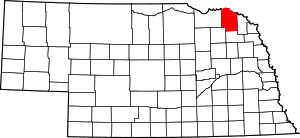 Map Of Nebraska Highlighting Cedar County