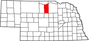 Map Of Nebraska Highlighting Rock County