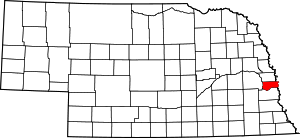 Map Of Nebraska Highlighting Sarpy County