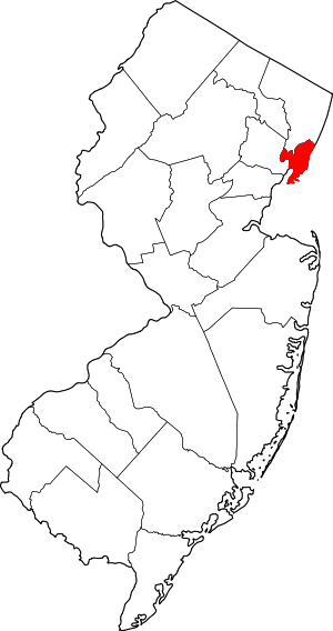 Map Of New Jersey Highlighting Hudson County