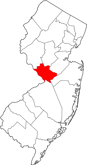 Map Of New Jersey Highlighting Mercer County