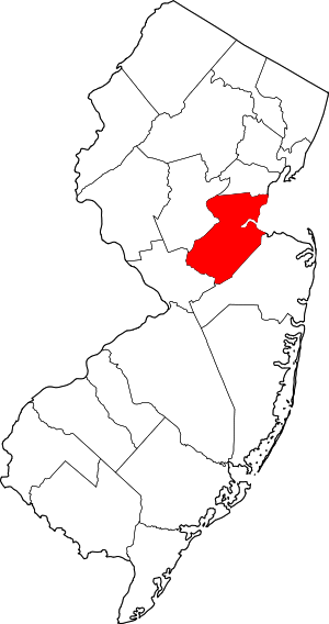 Map Of New Jersey Highlighting Middlesex County