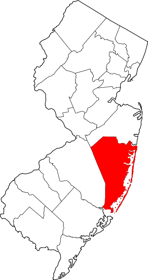 Map Of New Jersey Highlighting Ocean County