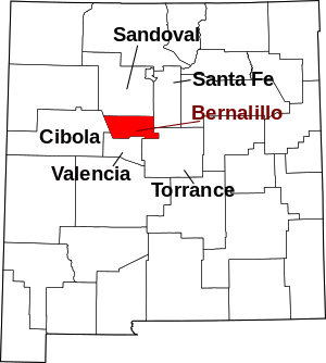 Map Of New Mexico Highlighting Bernalillo County