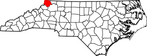 Map Of North Carolina Highlighting Ashe County