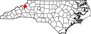 Map Of North Carolina Highlighting Avery County