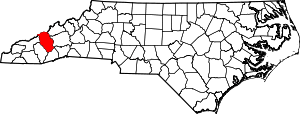 Map Of North Carolina Highlighting Haywood County