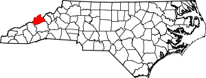 Map Of North Carolina Highlighting Madison County