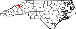 Map Of North Carolina Highlighting Mitchell County