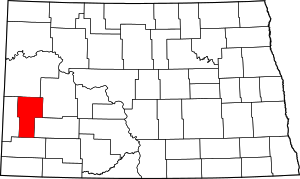 Map Of North Dakota Highlighting Billings County