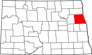 Map Of North Dakota Highlighting Grand Forks County