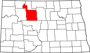 Map Of North Dakota Highlighting Ward County